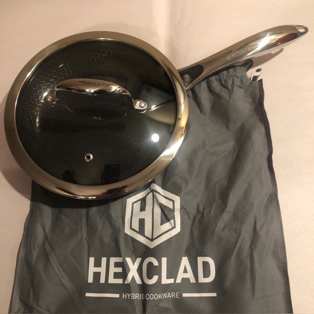 HexClad 8 Inch Hybrid Stainless Steel Non-Stick Frying Pan with Lid